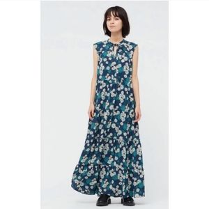 Uniqlo Paul & Joe Teal Floral Tiered Maxi Midi Dress